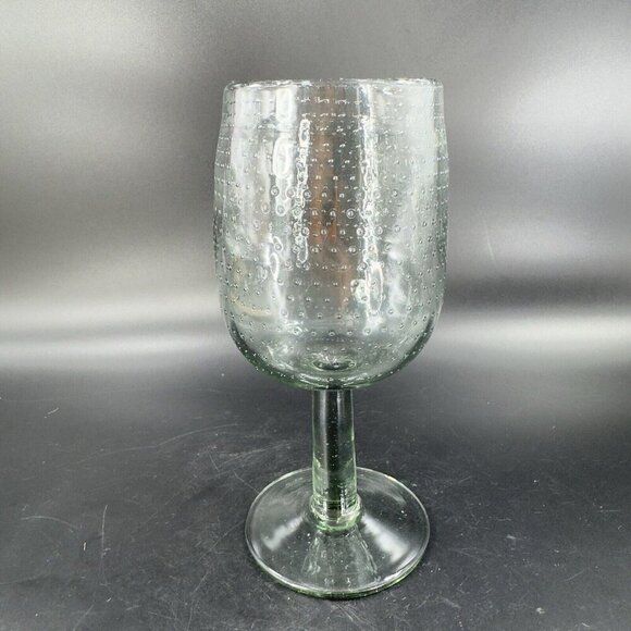 Light Transparent Green Drinking Goblets Glasses Set 2 With Textured Air Bubbles - Picture 10 of 12